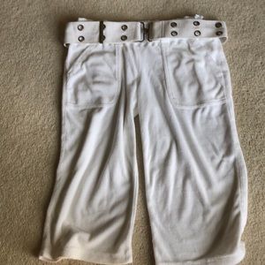 White cropped terry cloth pants, S